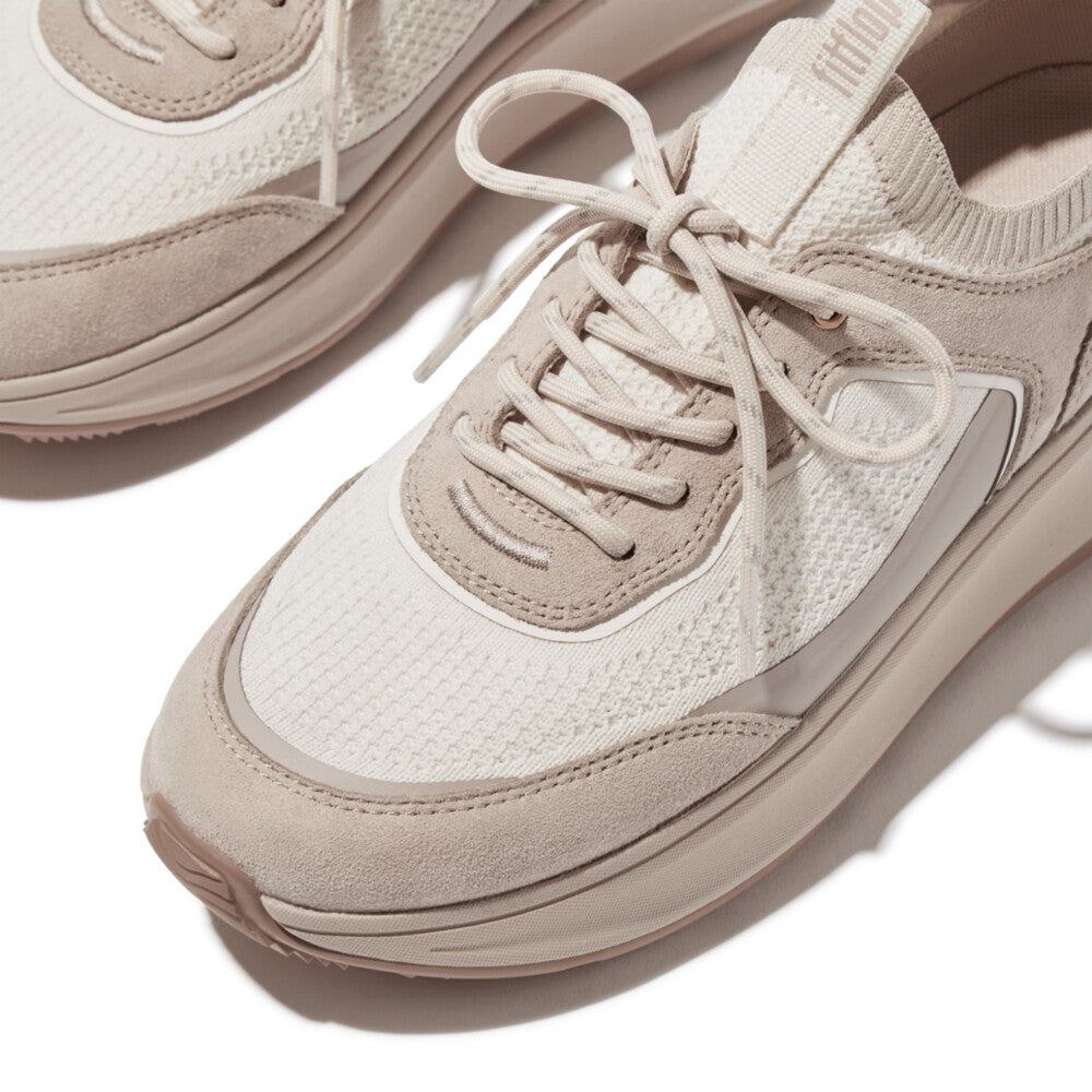 FITFLOP F-Mode Suede/Knit Flatform Slip-On Laced Sneakers (Women)