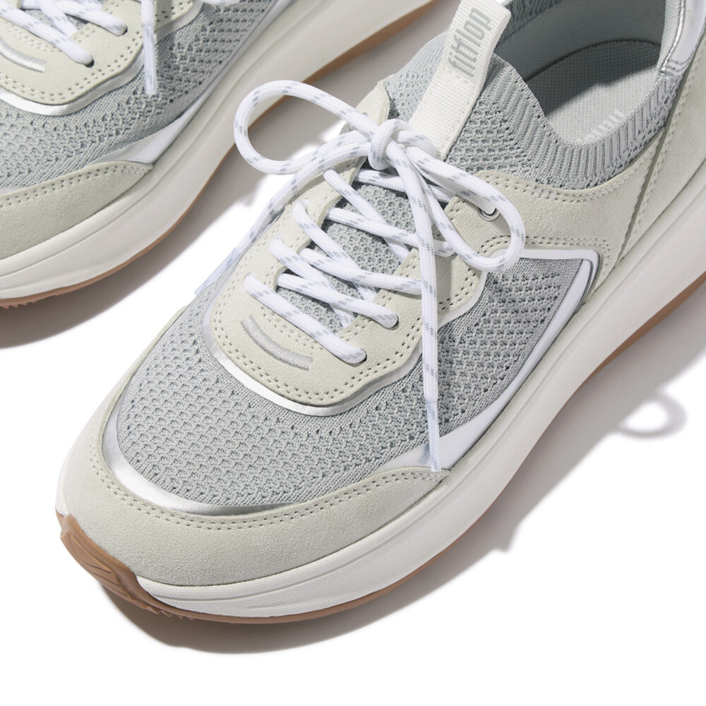 FITFLOP F-Mode Suede/Knit Flatform Slip-On Laced Sneakers (Women)
