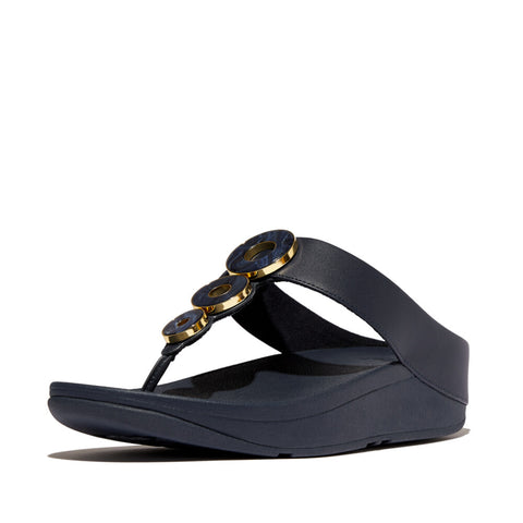 FINO RESIN-HOOP LEATHER TOE-POST SANDALS