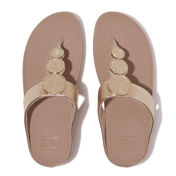 HALO BEAD-CIRCLE METALLIC TOE-POST SANDALS
