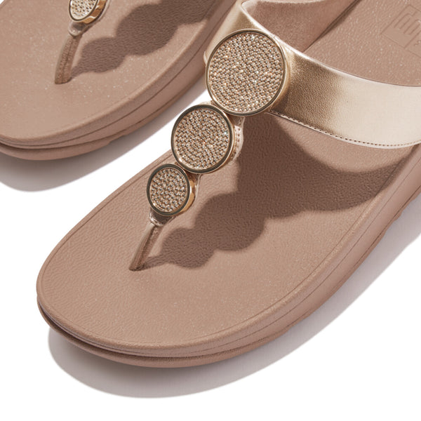 HALO BEAD-CIRCLE METALLIC TOE-POST SANDALS