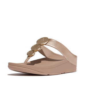 HALO BEAD-CIRCLE METALLIC TOE-POST SANDALS