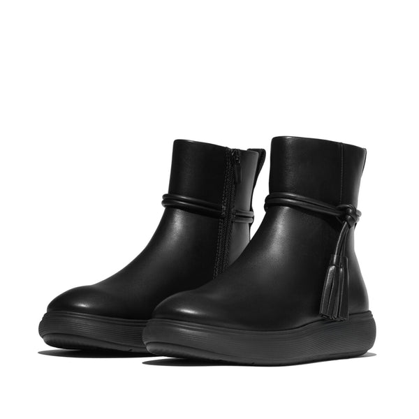 FITFLOP F-MODE GEM-TRIM LEATHER FLATFORM CHELSEA BOOTS (Women)