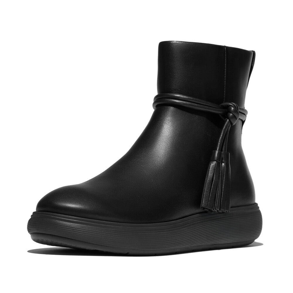 FITFLOP F-MODE GEM-TRIM LEATHER FLATFORM CHELSEA BOOTS (Women)