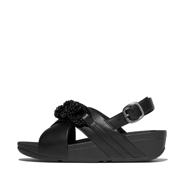 FITFLOP LULU BEADED-CHAIN LEATHER BACK-STRAP SANDALS