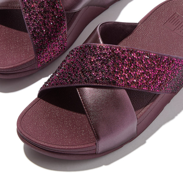 FITFLOP LULU CRYSTAL-MIX  METALLIC CROSS SLIDES