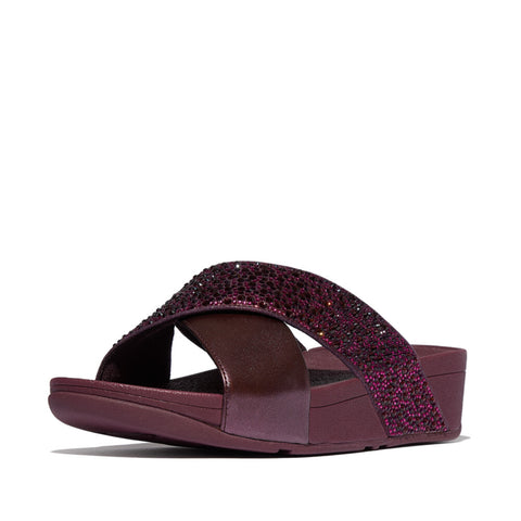 FITFLOP LULU CRYSTAL-MIX  METALLIC CROSS SLIDES