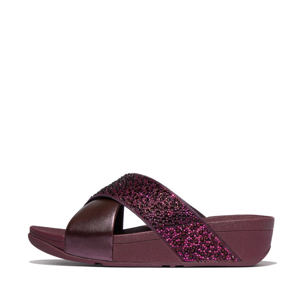 FITFLOP LULU CRYSTAL-MIX  METALLIC CROSS SLIDES