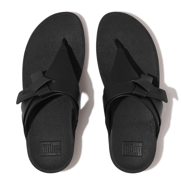 FitFlop - LULU FOLDED-KNOT LEATHER TOE-POST SANDALS