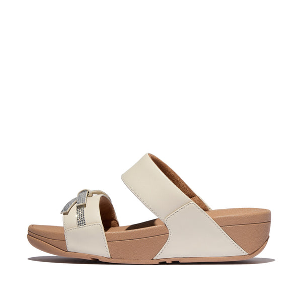 MIRABELL LULU GLITZ-BOW LEATHER SLIDES (Women)