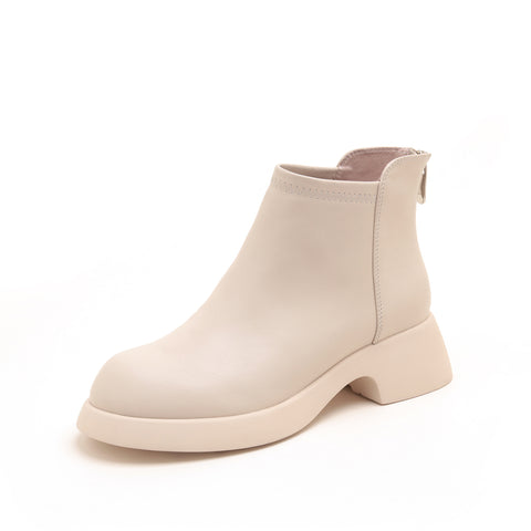 Off-white cowhide women's leather boots