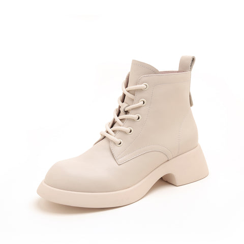 Off-white cowhide women's leather boots