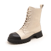 MILLIE'S Off-White/Black Cowhide Leather Boots (Women)