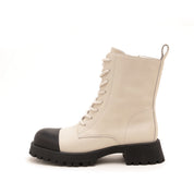 MILLIE'S Off-White/Black Cowhide Leather Boots (Women)