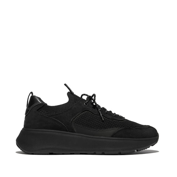 F-MODE  SUEDE/KNIT FLATFORM SLIP-ON LACED SNEAKERS (WOMEN)