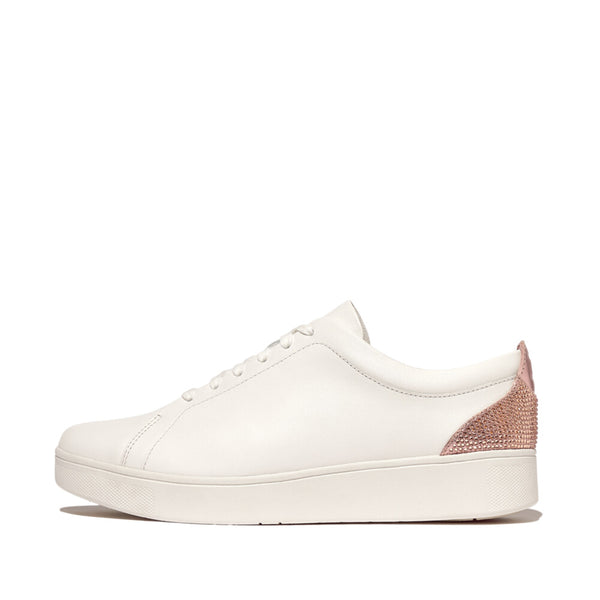 RALLY CRYSTAL-BACKTAB LEATHER SNEAKERS