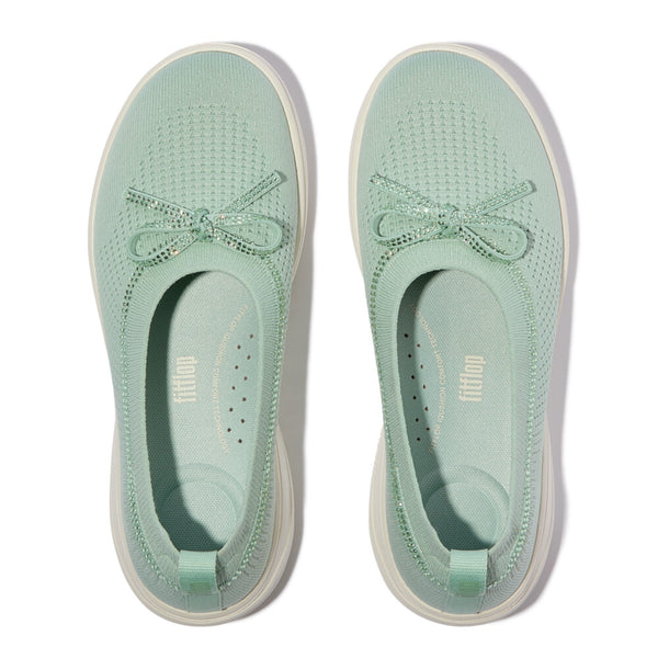 FITFLOP Super-Q Bow Crystal-Trim Knit Ballet Flats (Women)