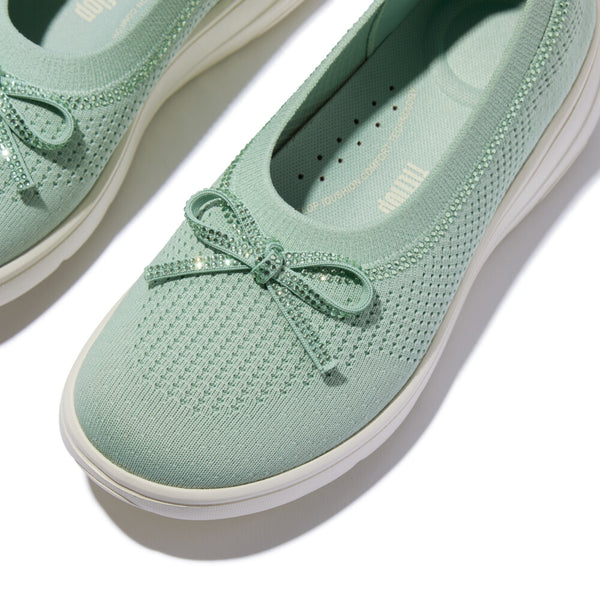 FITFLOP Super-Q Bow Crystal-Trim Knit Ballet Flats (Women)