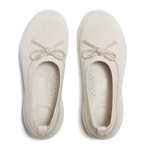 FITFLOP Super-Q Bow Crystal-Trim Knit Ballet Flats (Women)