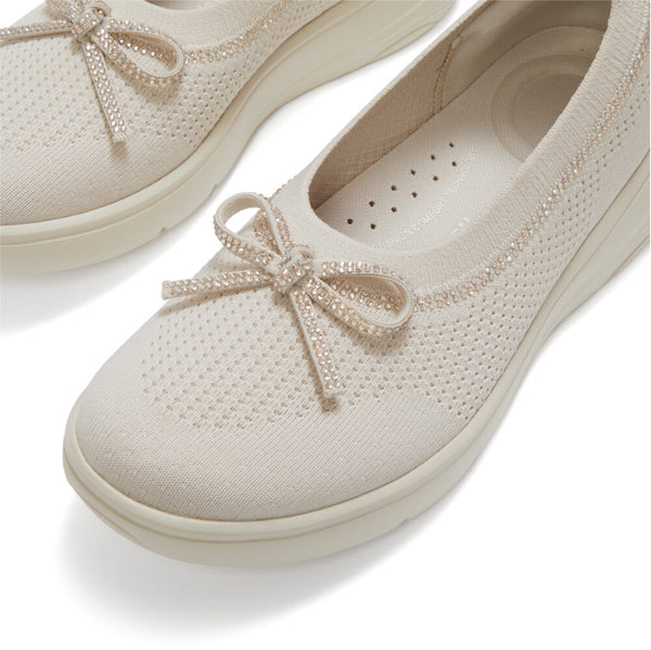 FITFLOP Super-Q Bow Crystal-Trim Knit Ballet Flats (Women)