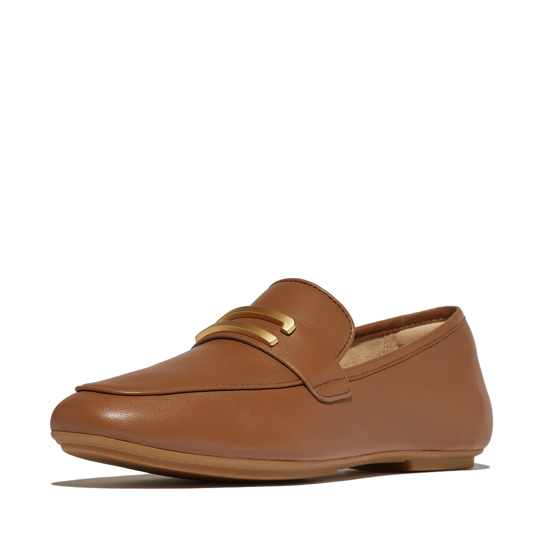 DELICATO GOLD-TRIM LEATHER LOAFERS (WOMEN)