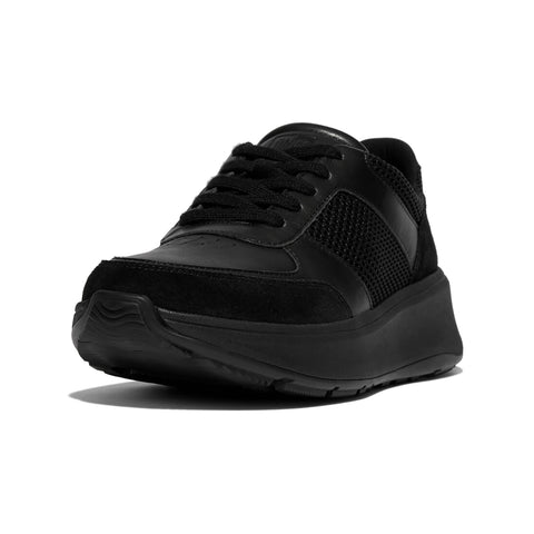 FitFlop - F-mode Leather / Suede Mesh Flatform Snakers Black (Women)